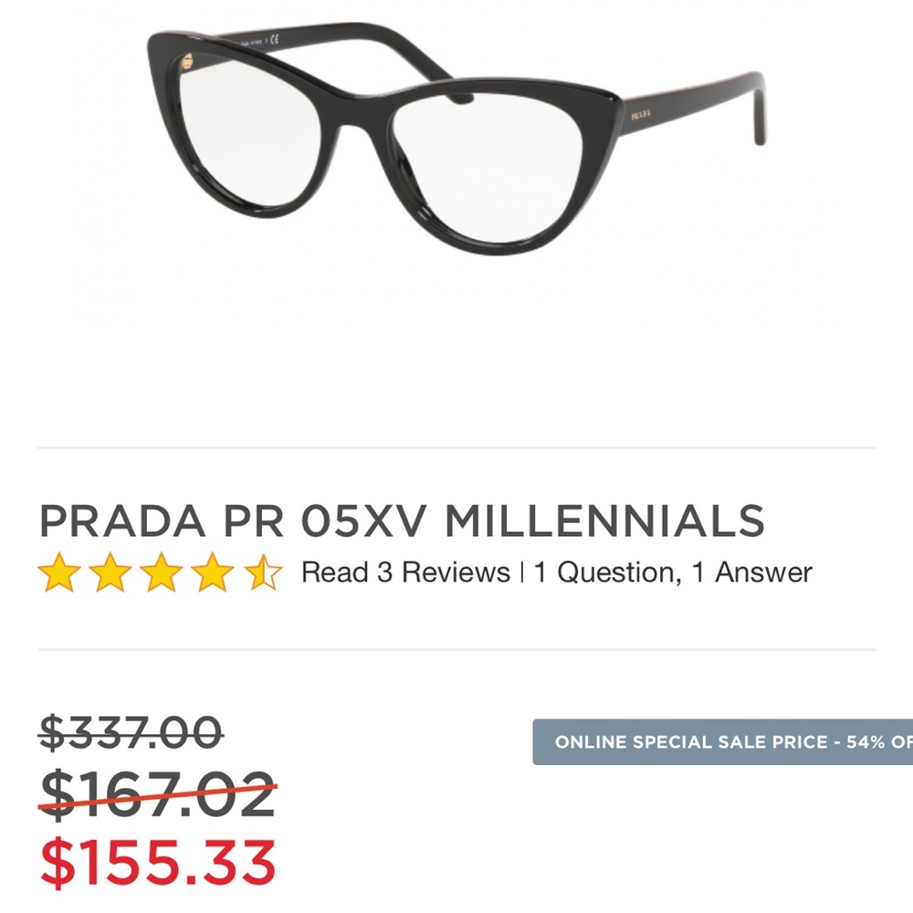 Women’s Prada cat eye reading glasses